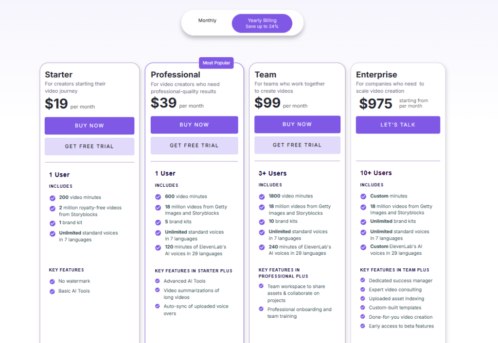 Pictory AI pricing, Pictory ai pricing plan, Pictory Ai yearly plan